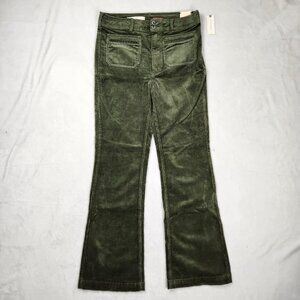 Anthropologie Pilcro High Rise Boot Cut Corduroy Flared Pants 30 Moss Green